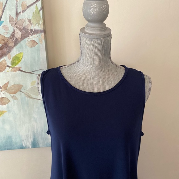 COLDWATER CREEK 💙NAVY BLUE & RED❤️ CASUAL SLEEVELESS  SLIP ON DRESS SIZE MEDIUM - Picture 2 of 10